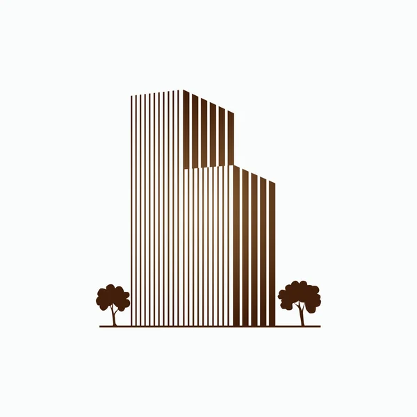 白い建物とキャラメルの上の木 — ストックベクタ