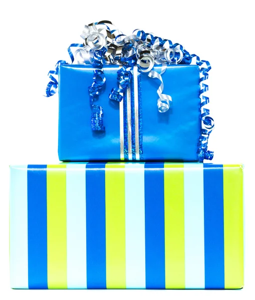 Blue and striped presents — Stock Photo, Image