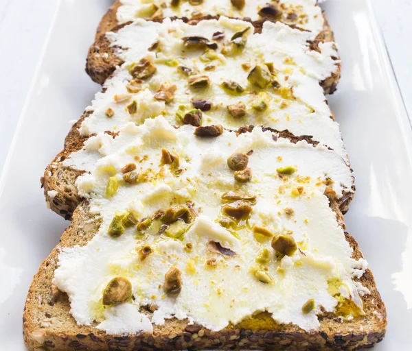 Ricotta Pistachio Toast — Stock Photo, Image