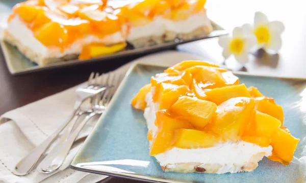 Bolo de queijo Havaiano Mango Jello — Fotografia de Stock