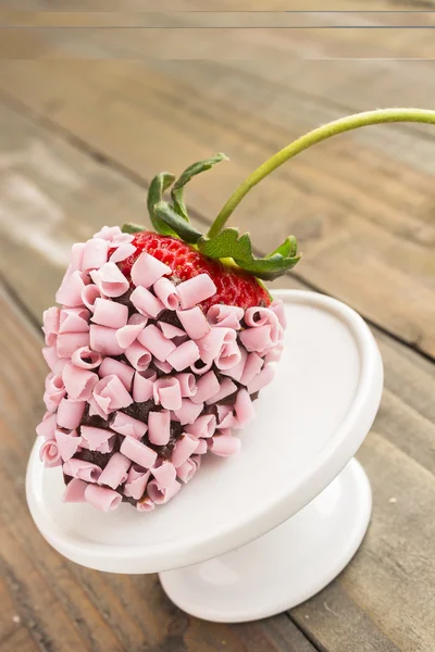Pink Chocolate Strawberry — Stock Photo, Image