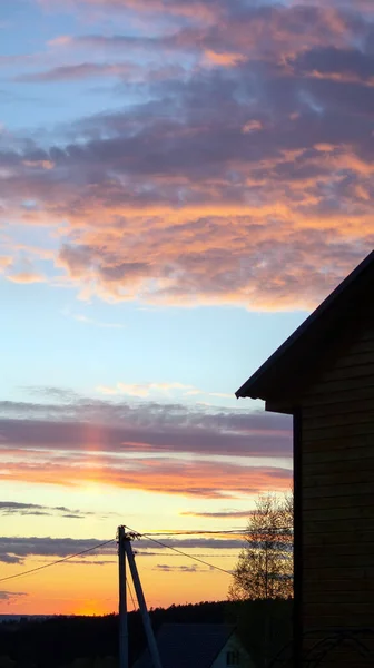 Farbenfroher Sonnenuntergang Auf Dem Land Sommer — Stockfoto