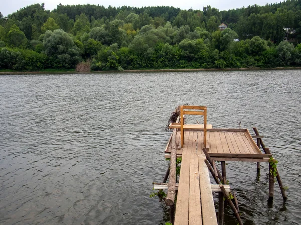 Pont Bois Sur Rivière Été — Photo
