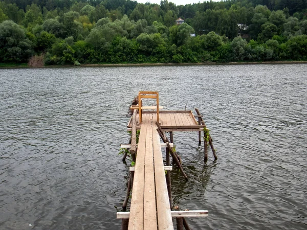 Pont Bois Sur Rivière Été — Photo