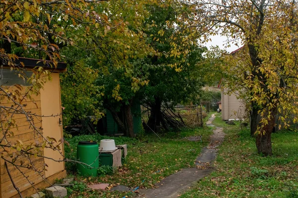 Oude Tuin Herfst Een Bewolkte Dag Herfst — Stockfoto