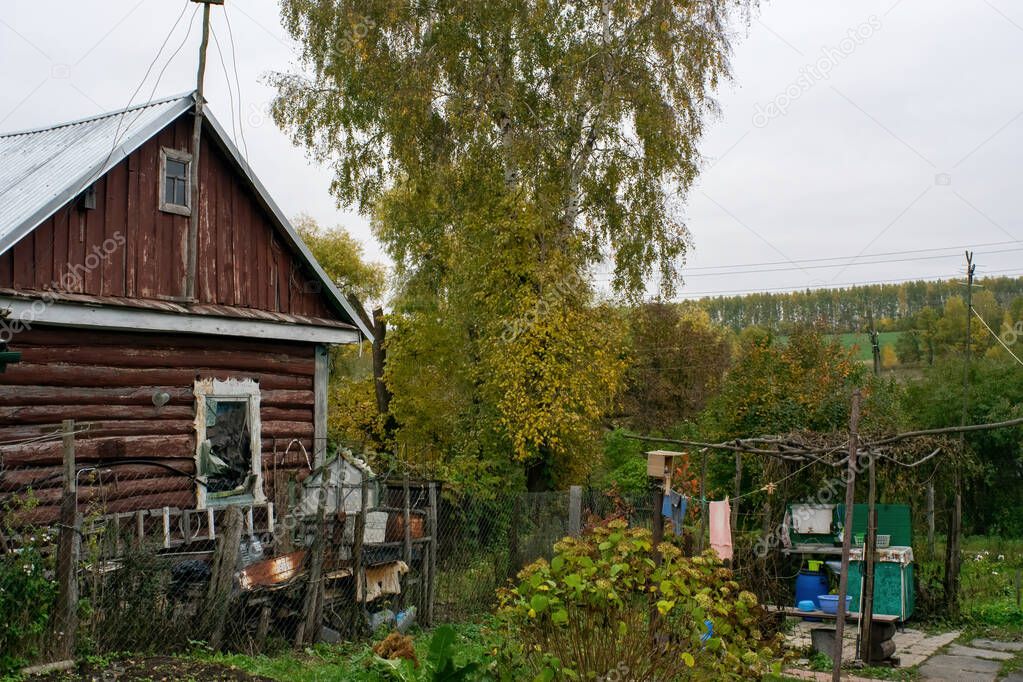 old rural pulp in the village, in autumn