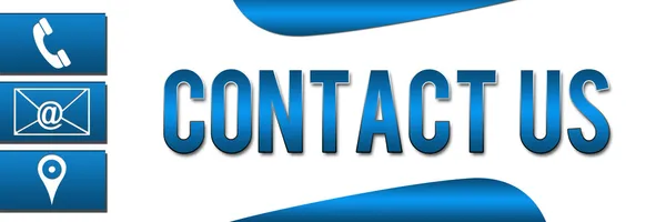 Neem contact op met ons banner blue — Stockfoto