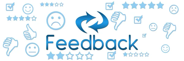 Intestazione di feedback con parole chiave - Blu — Foto Stock