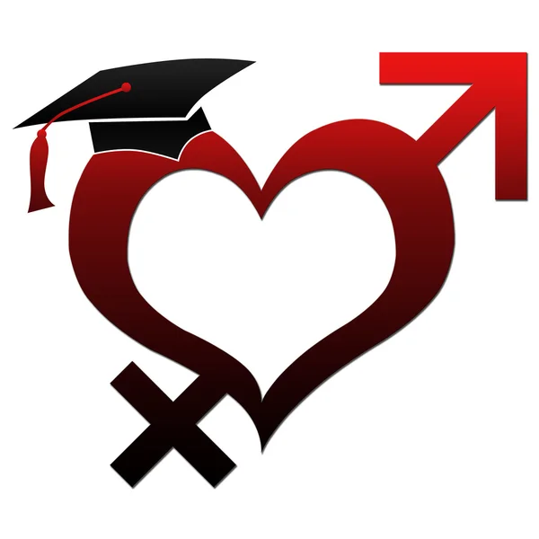 Sex Education - Hat on Heart Shape — Stock Photo, Image