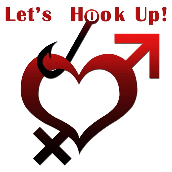 Heart Shape with Lets Hook Up text — Stock Photo, Image