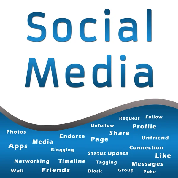 Sociální média s klíčová slova - modrá — Stock fotografie