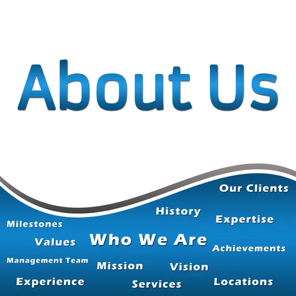 About Us - Heading and Keywords - Blue — Stock Photo, Image