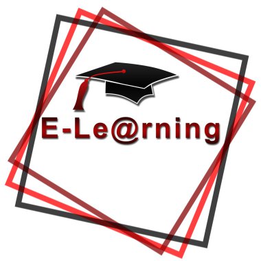e-öğrenme - siyah şapkalı kırmızı yazı tipi