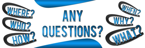 Quaisquer perguntas Banner - Azul — Fotografia de Stock