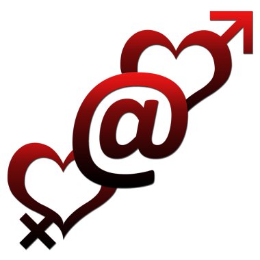 Two Hearts with At sign clipart