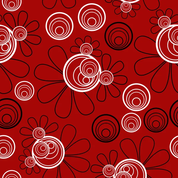 Floral Seamless Red Black White — Stock Photo, Image