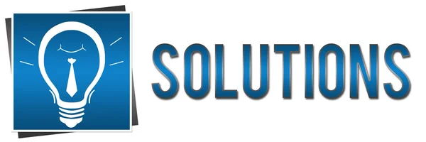 Soluciones Bombilla Banner Azul — Foto de Stock