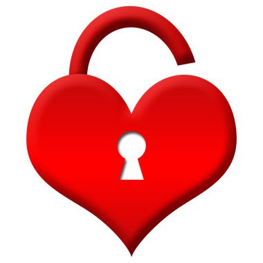 Kırmızı kalp şekli kilit - unlocked