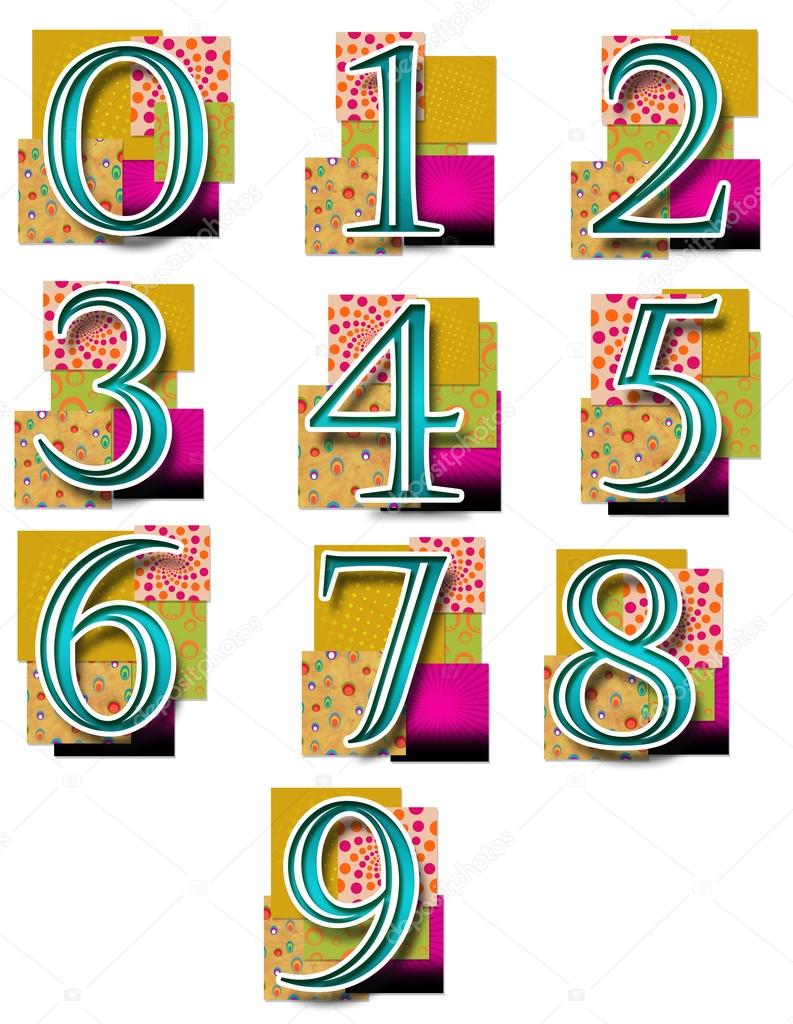 Numbers in Colourful Background - Simple