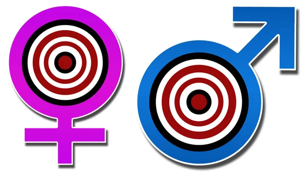 Männliches weibliches Schild mit Zielscheibe — Stockfoto
