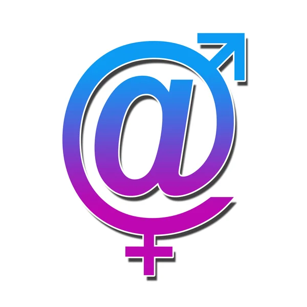 At Sign With Male Female Symbol — Stock Photo, Image