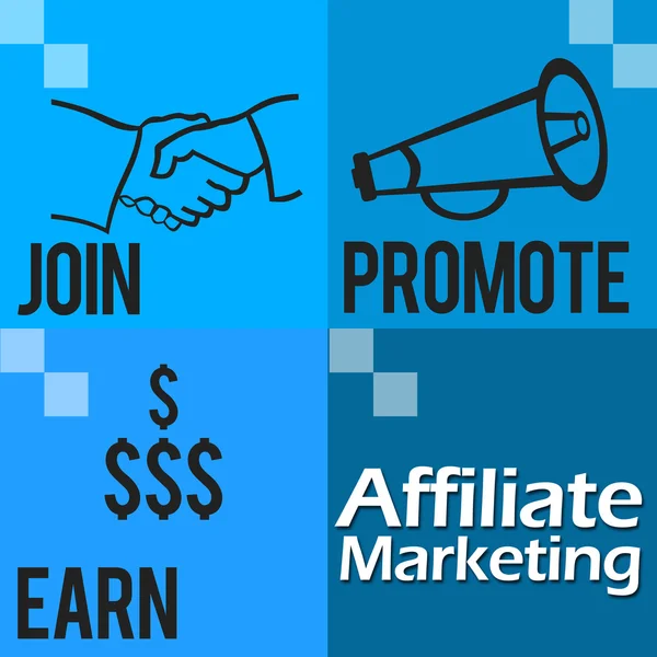 Affiliate marketing blauw vier blokken — Stockfoto