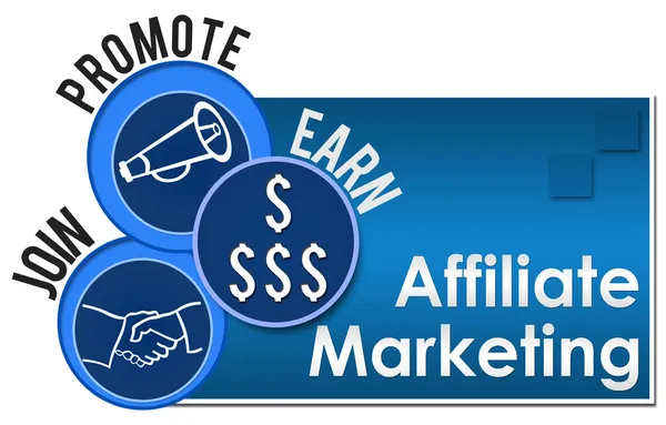 Affiliate marketingu trzy koła — Zdjęcie stockowe