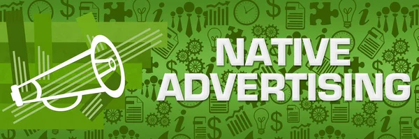 Native Advertising Text Written Green Background — 图库照片