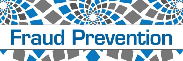 Fraud prevention text written over blue grey background.