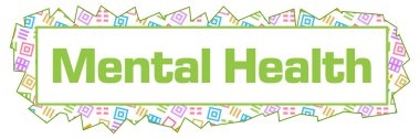 Mental health text written over colorful background.