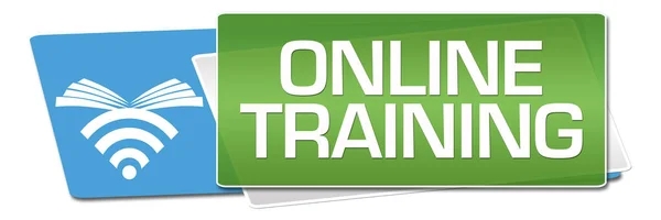 Online Training Text Written Blue Green Background — Stock Photo, Image