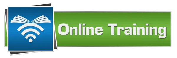 Tekst Szkolenia Online Napisany Niebieskim Zielonym Tle — Zdjęcie stockowe