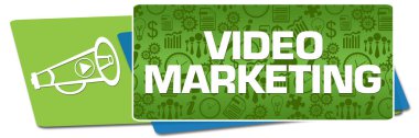 Metin ve ilgili sembollü video pazarlama konsepti.