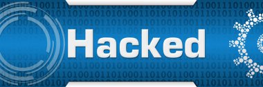 Mavi arkaplan üzerine yazılan hacklenmiş metin.