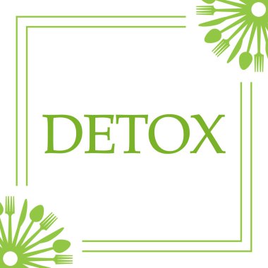 Yeşil arkaplan üzerine yazılmış detoks metni.