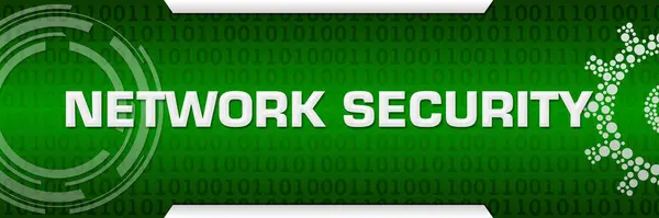 緑の背景にネットワークセキュリティテキスト — ストック写真