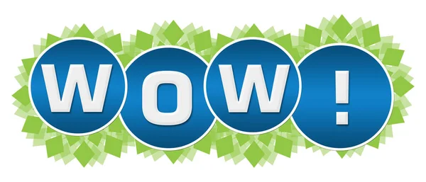 Wow Text Written Green Blue Background — Stock Photo, Image
