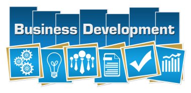 İş geliştirme metni mavi arkaplan üzerine yazıldı.