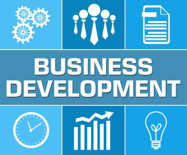 İş geliştirme metni mavi arkaplan üzerine yazıldı.