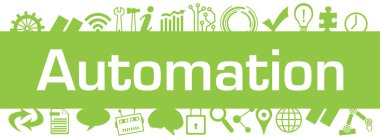 Metin ve teknoloji sembolleriyle otomasyon konsepti resmi.