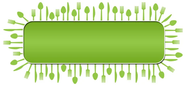 Spoon Fork Knife Shapes Green Background — Stock Photo, Image