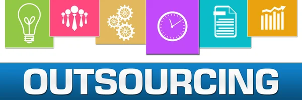 Outsourcing Text Written Blue Colorful Background — Stock Photo, Image