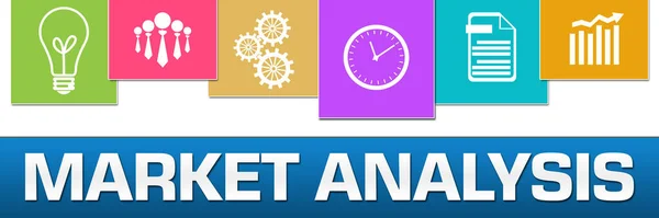 Market Analysis Text Written Blue Colorful Background — 图库照片