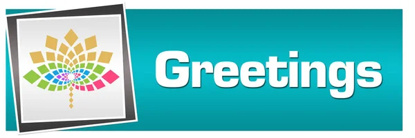 Greetings Text Written Turquoise Background — Foto Stock