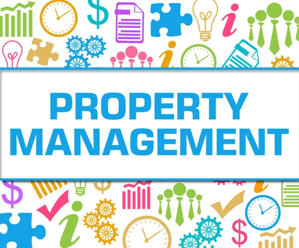 Property management text written over colorful background.