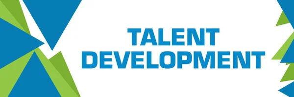 Talent development text written over green blue background.