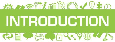Introduction concept image with text and technology symbols.