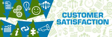 Metin ve iş sembolleriyle Müşteri memnuniyeti konsepti görüntüsü.