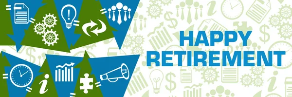 Glücklicher Ruhestand Konzeptbild Mit Text Und Business Symbolen — Stockfoto
