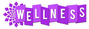 Wellness text written over purple background.